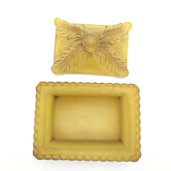 Elegant Ornate Glasslike Decorative Trinket Box Translucent Golden 7 x 5 x 6 in - Picture 7 of 8